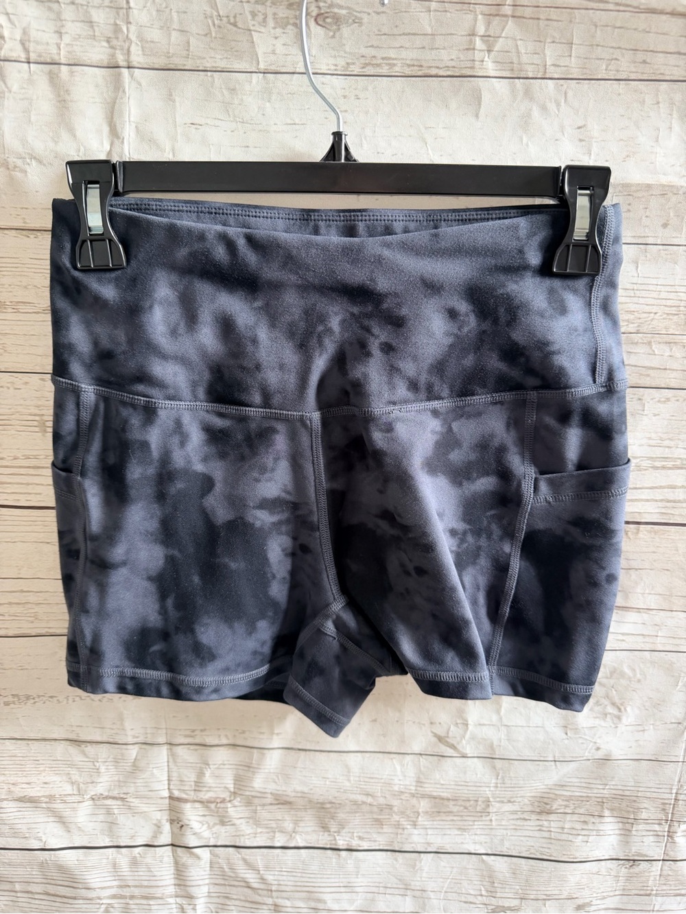Women’s High-Waist Black Tie-Dye Athletic Shorts
